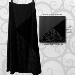 J.Jill Black Matte Jersey / Velvet Skirt - Size M